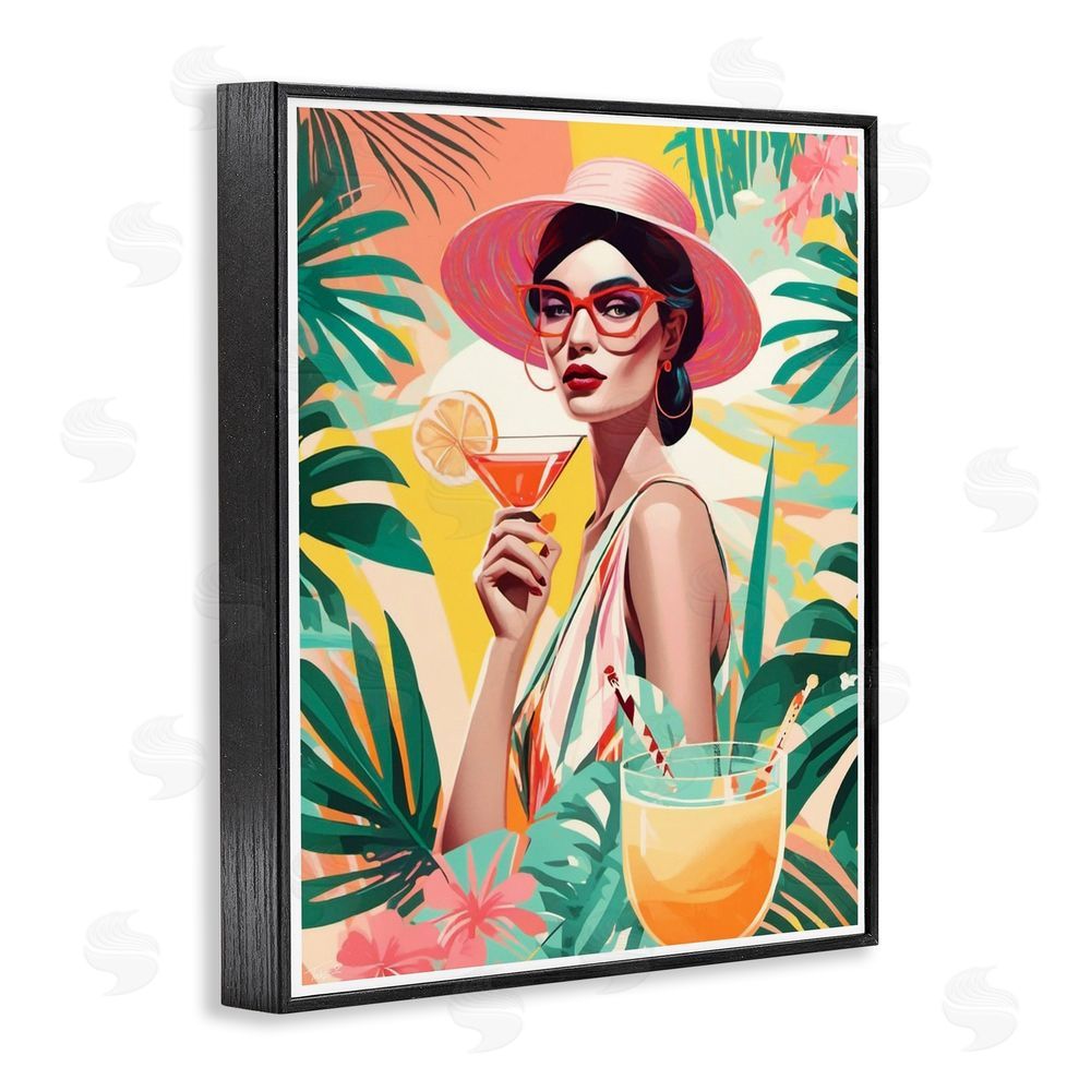 Tabz Jones Exotic Summer Cocktail Blacked Framed Giclee Wall Art Print