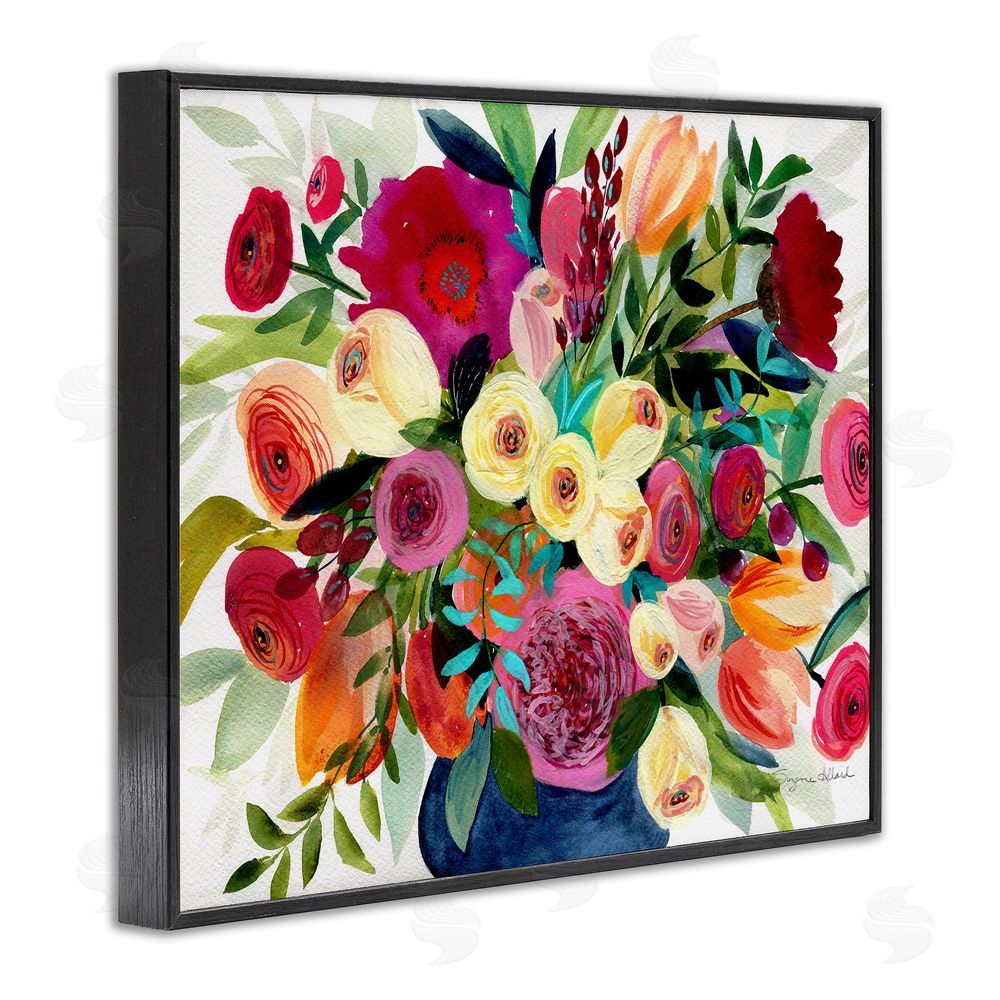 Suzanne Allard Morning Joy Bouquet Blacked Framed Giclee Wall Art Print