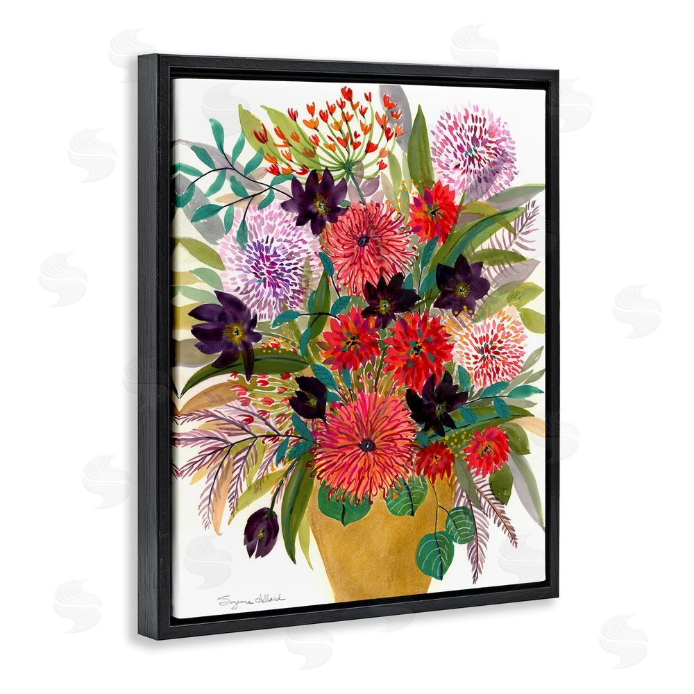 Suzanne Allard Celebration Flower Bouquet Black Floating Frame Canvas Wall Art Print