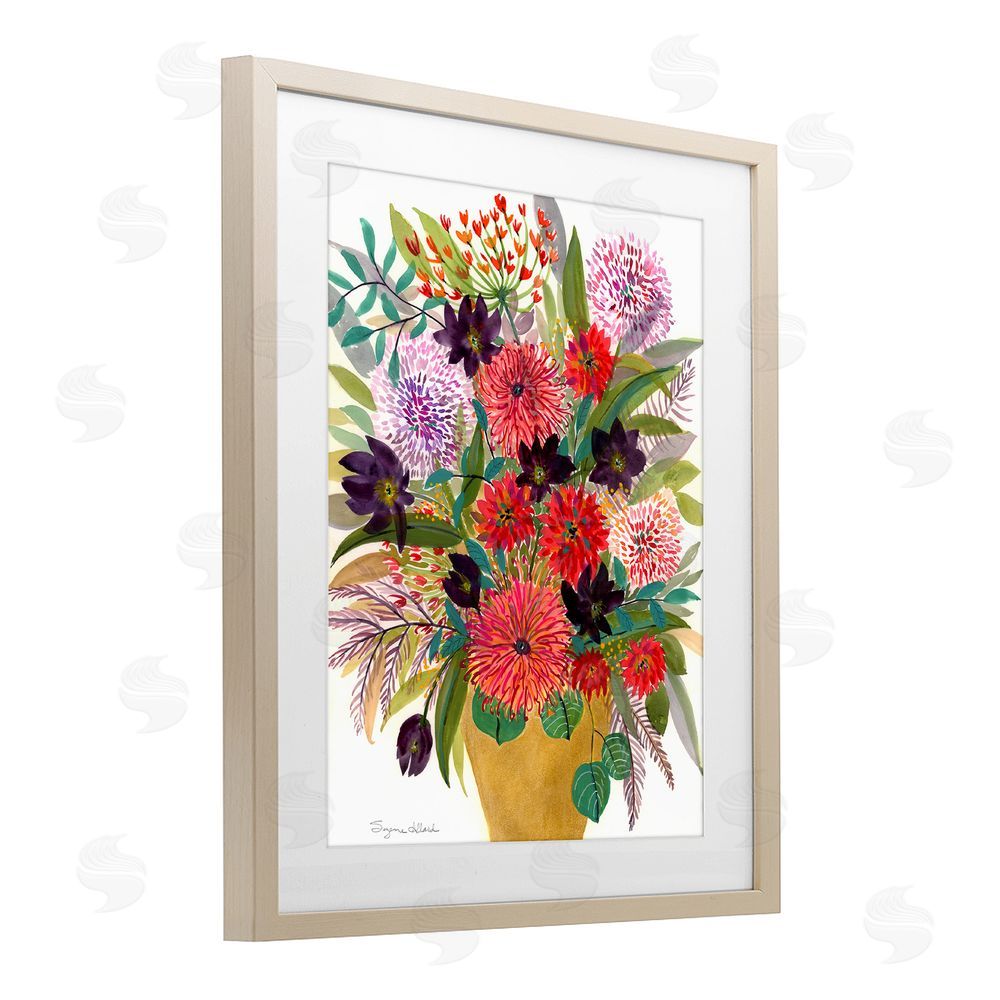 Suzanne Allard Celebration Flower Bouquet Birch Framed Print Under Glass Wall Art