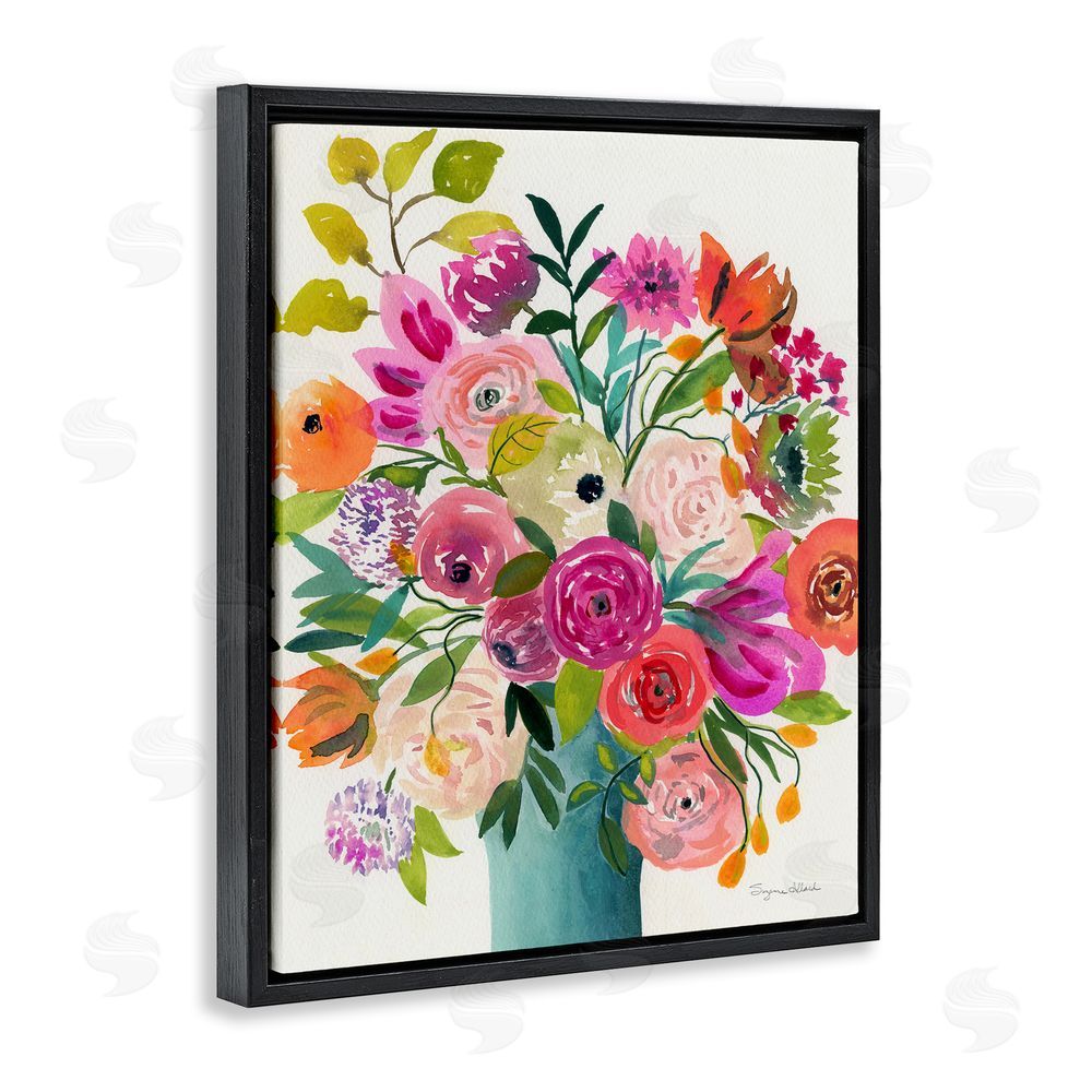 Suzanne Allard Jewel Of Summer Bouquet Black Floating Frame Canvas Wall Art