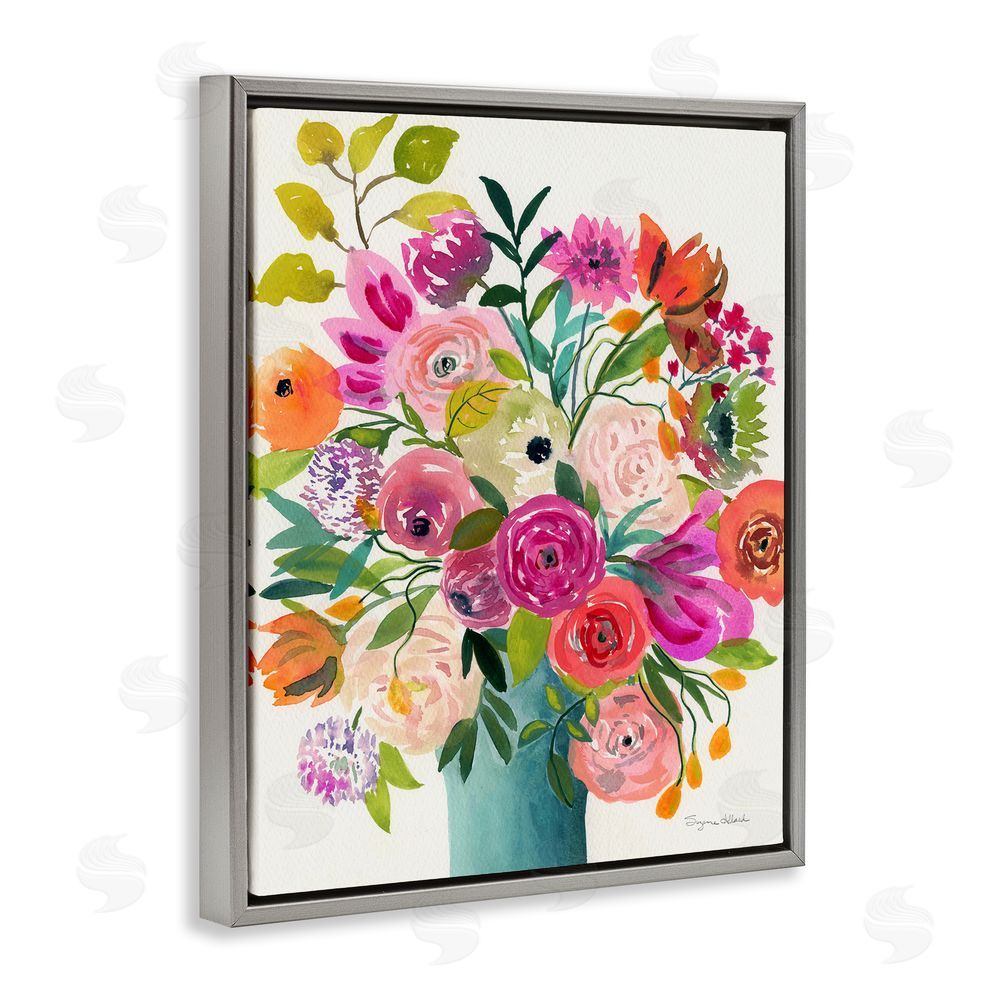 Suzanne Allard Jewel Of Summer Bouquet Gray Floating Frame Canvas Wall Art