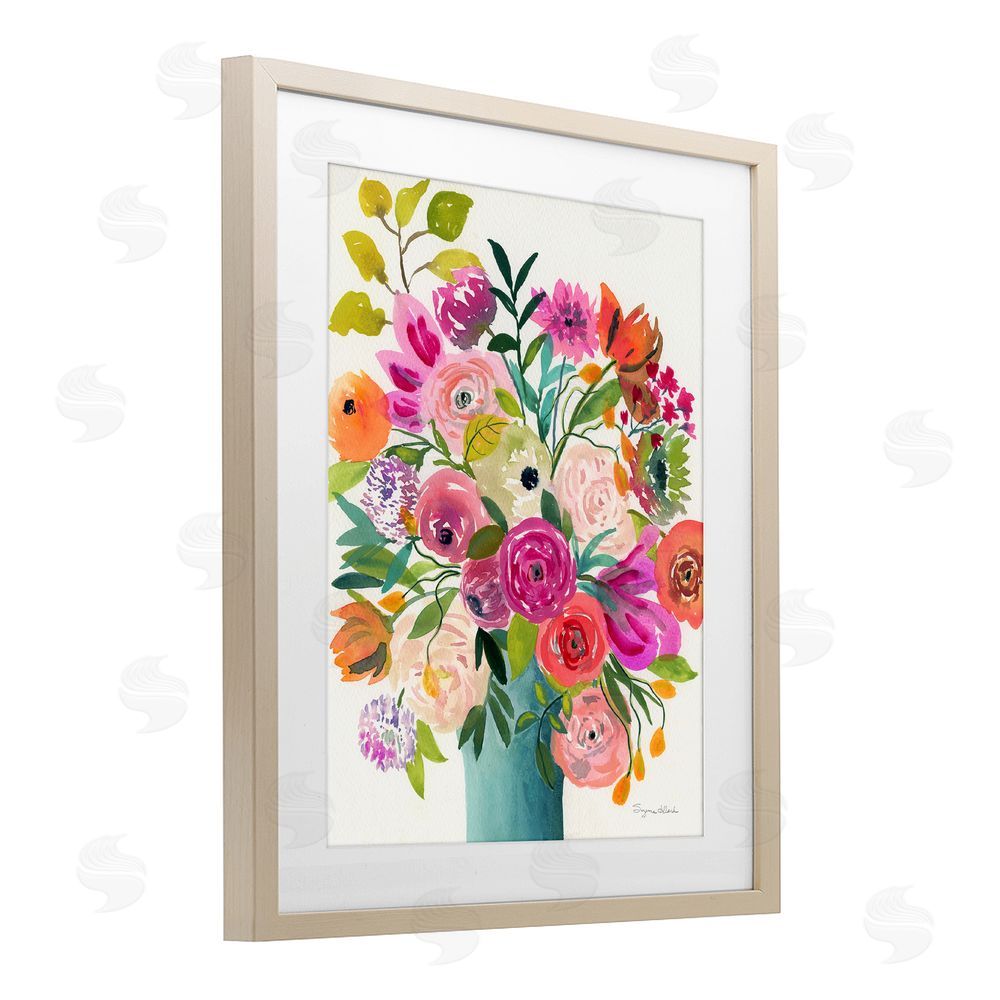 Suzanne Allard Jewel Of Summer Bouquet Brown Framed Print Under Glass with Mat Wall Art