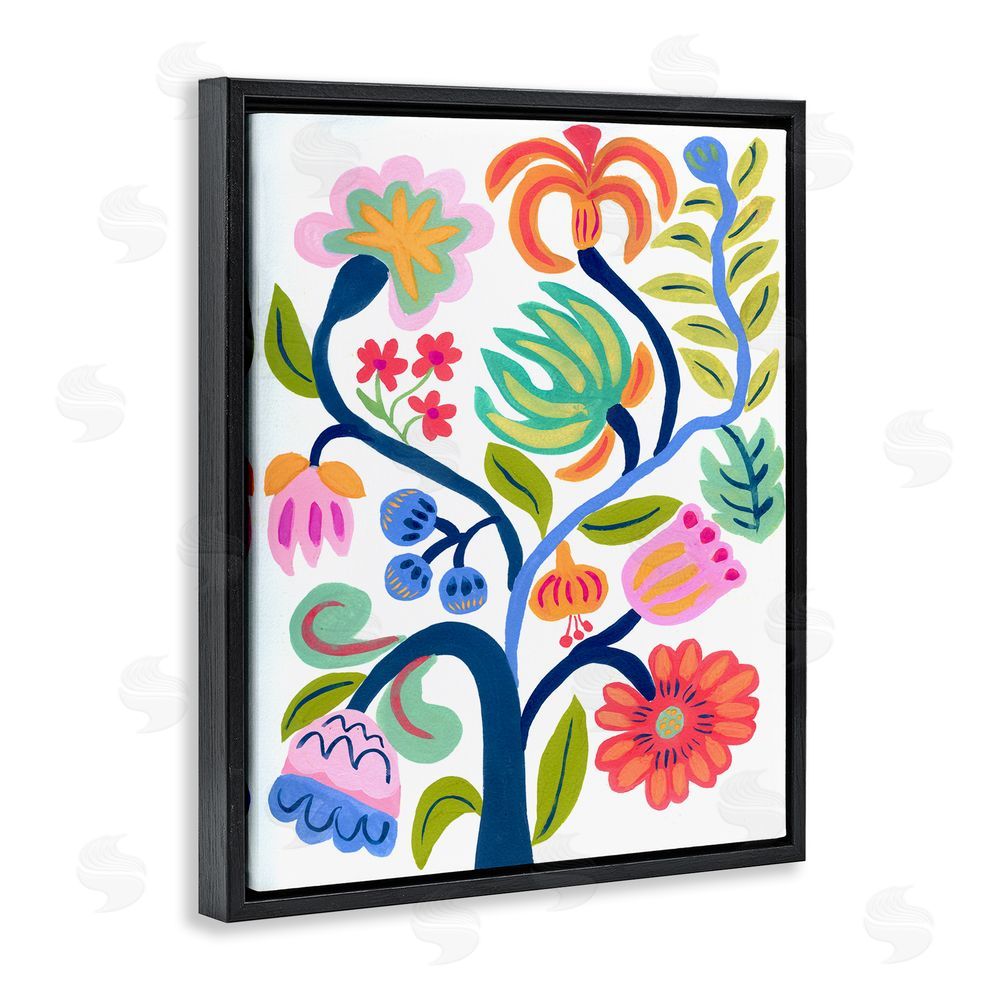 Suzanne Allard Boho Blue Tree Black Floating Frame Canvas Wall Art Print