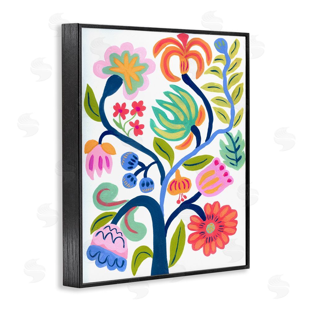 Suzanne Allard Boho Blue Tree Black Framed Giclee Wall Art Print