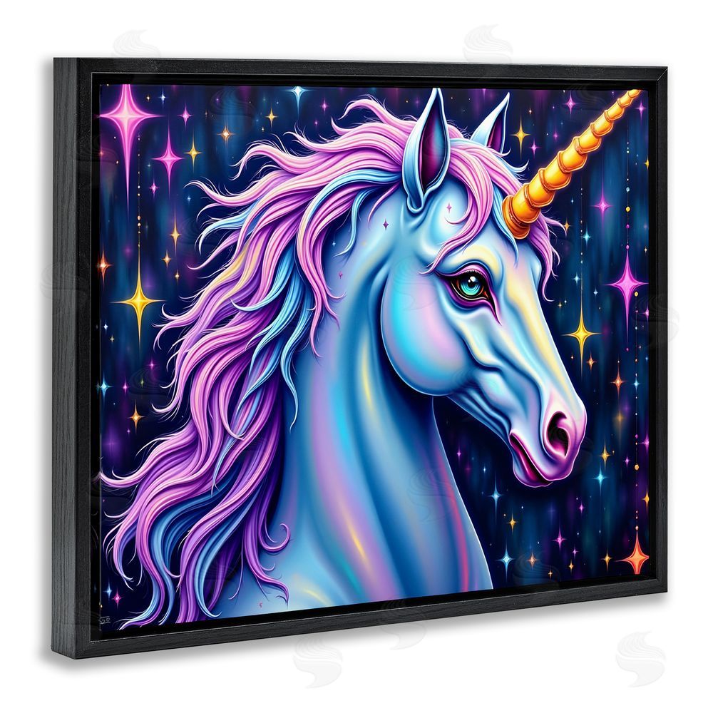 Tabz Jones Star Dancer Unicorn Black Floating Frame Canvas Wall Art Print