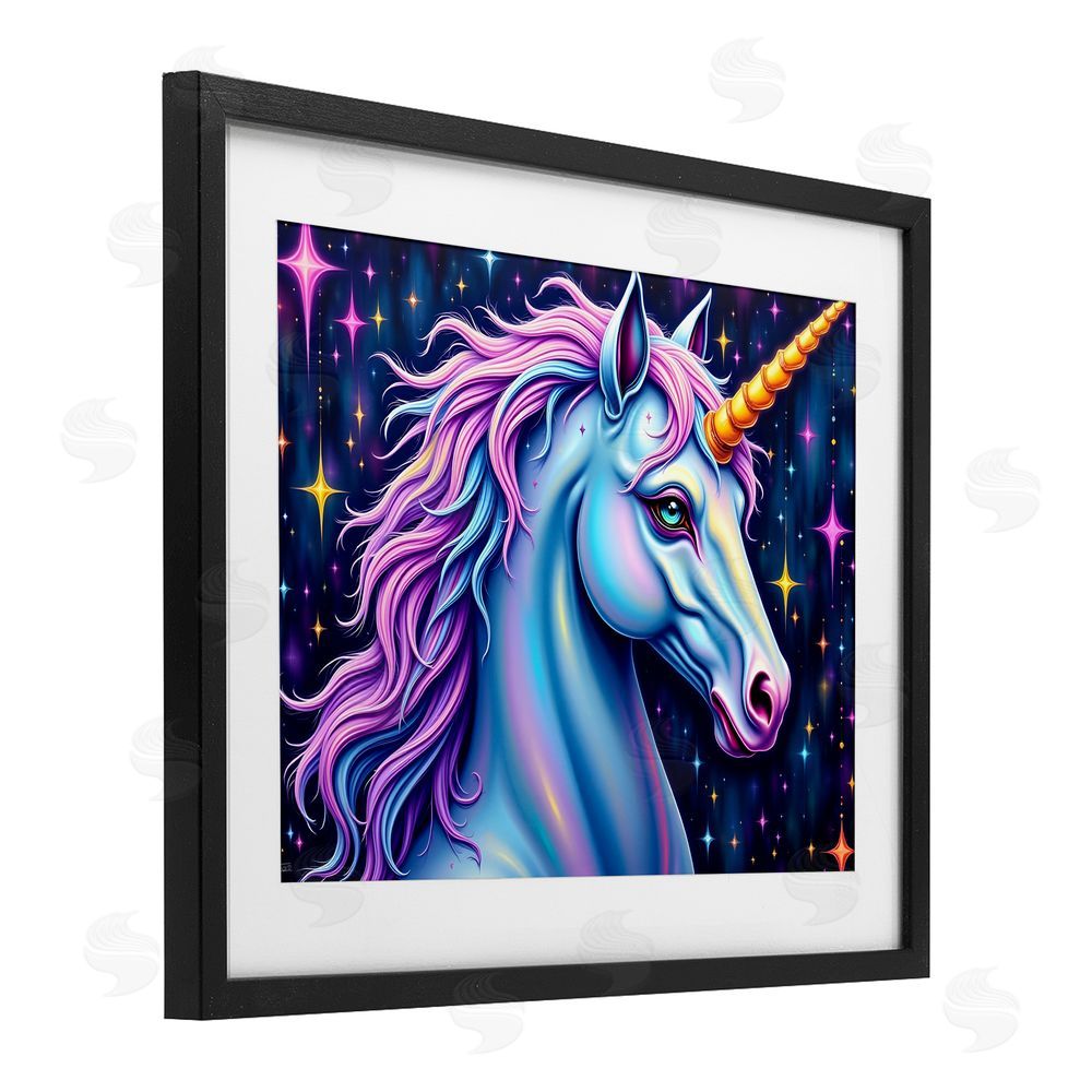 Tabz Jones Star Dancer Unicorn Black Framed Print Under Glass Wall Art