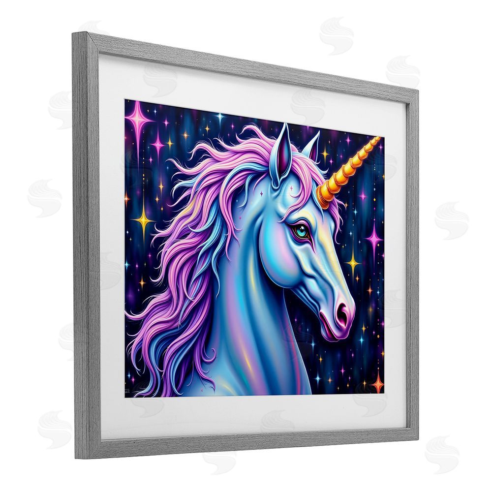Tabz Jones Star Dancer Unicorn Gray Framed Print Under Glass Wall Art