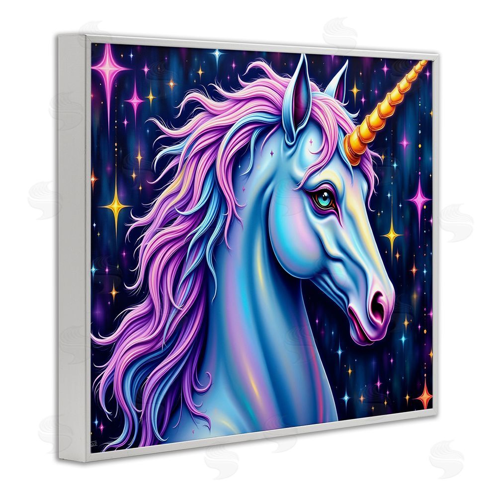 Tabz Jones Star Dancer Unicorn White Framed Giclee Wall Art Print
