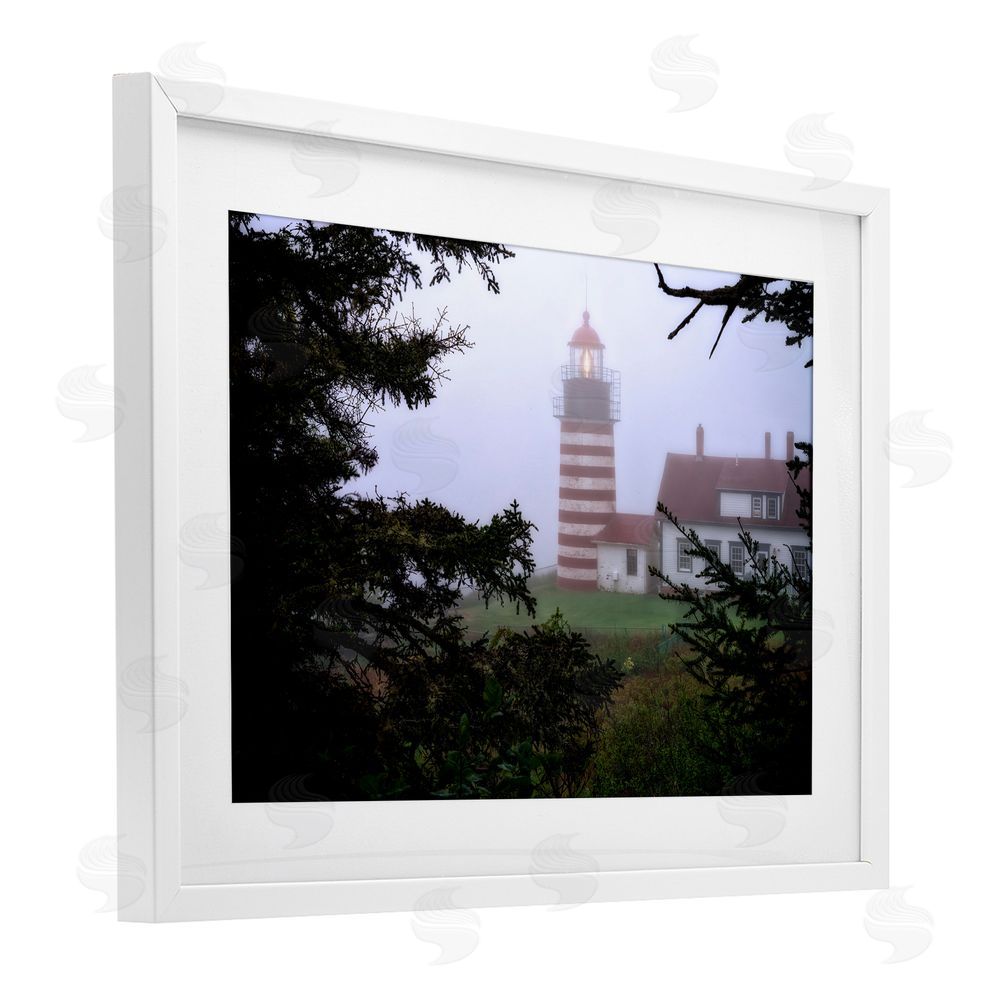 Rick Berk Socked In By Fog White Framed Print Under Glass Wall Art