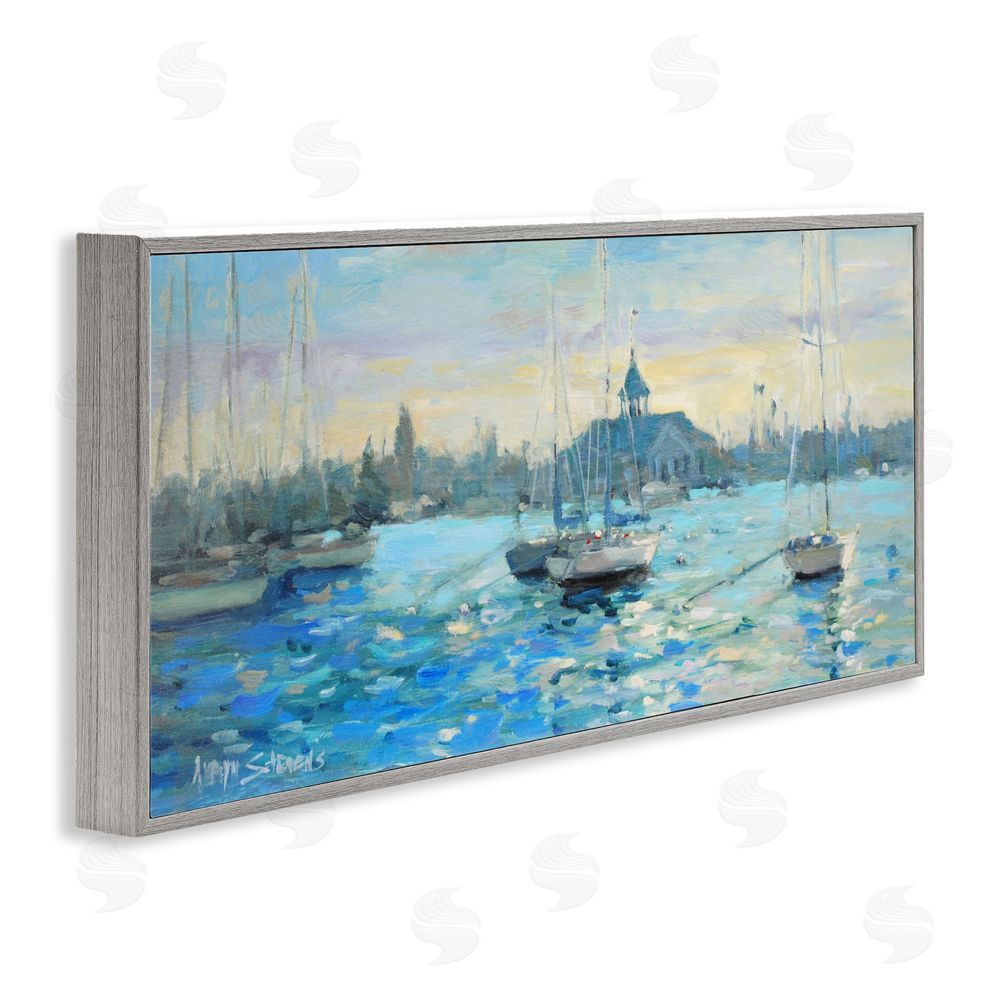 Allayn Stevens Sunday On The Water Gray Framed Giclee Wall Art Print