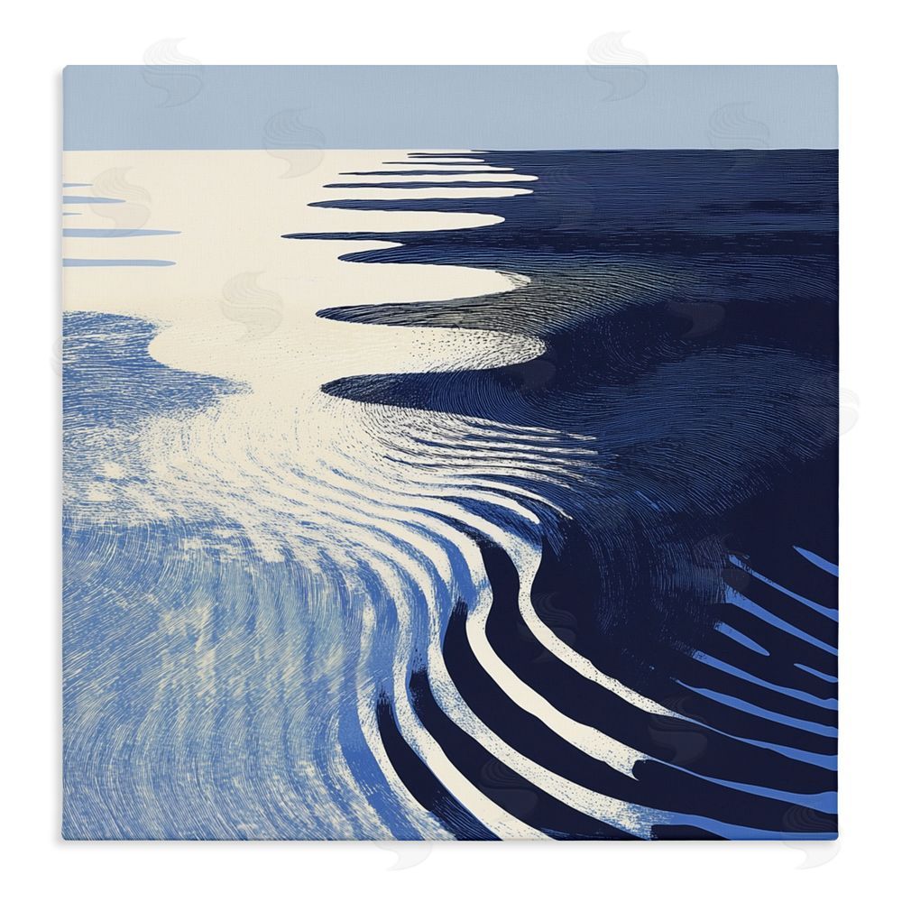 Walker Noble Abstract Cobalt Ripples Stretched Canvas Wall Art Print
