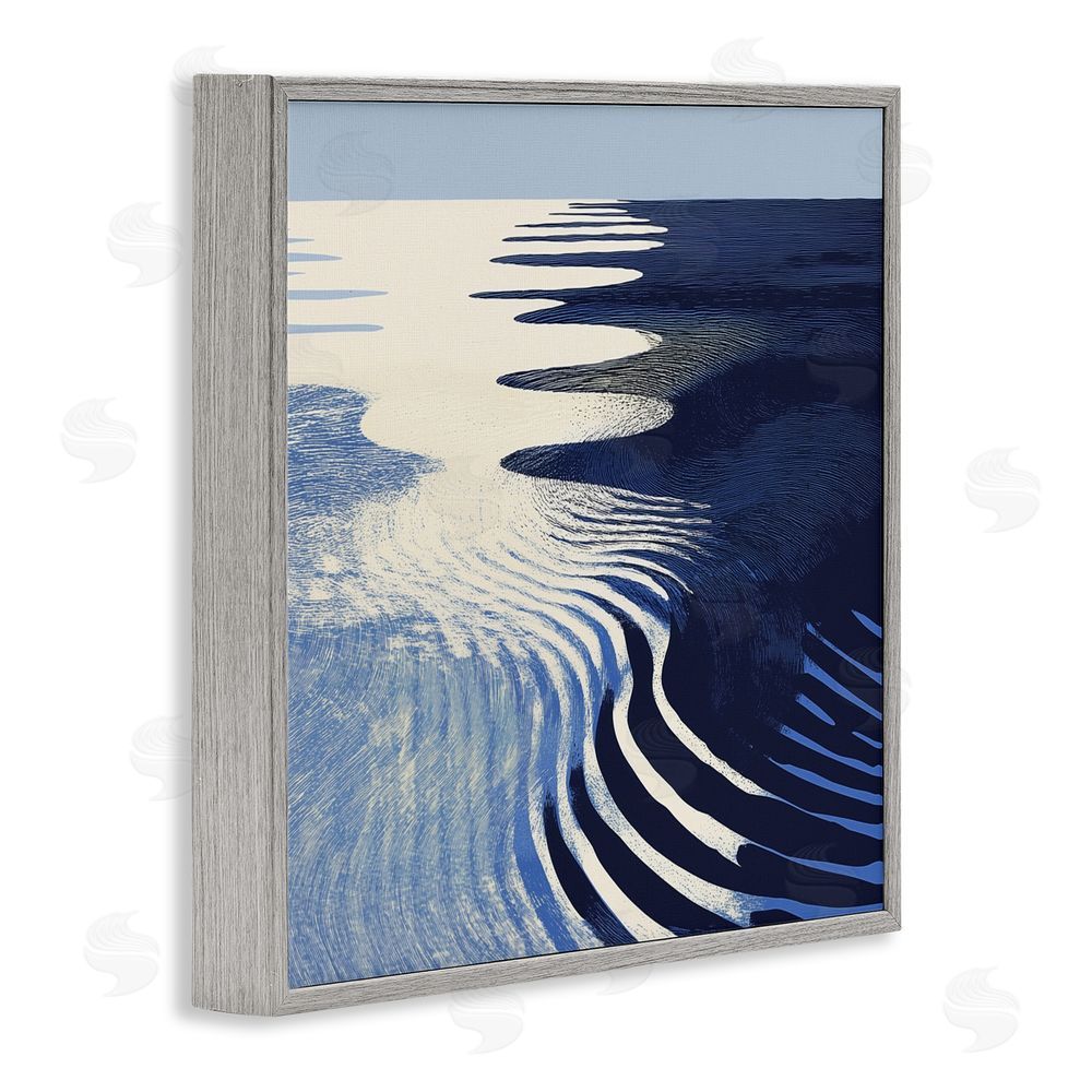 Walker Noble Abstract Cobalt Ripples Gray Framed Giclee Wall Art Print
