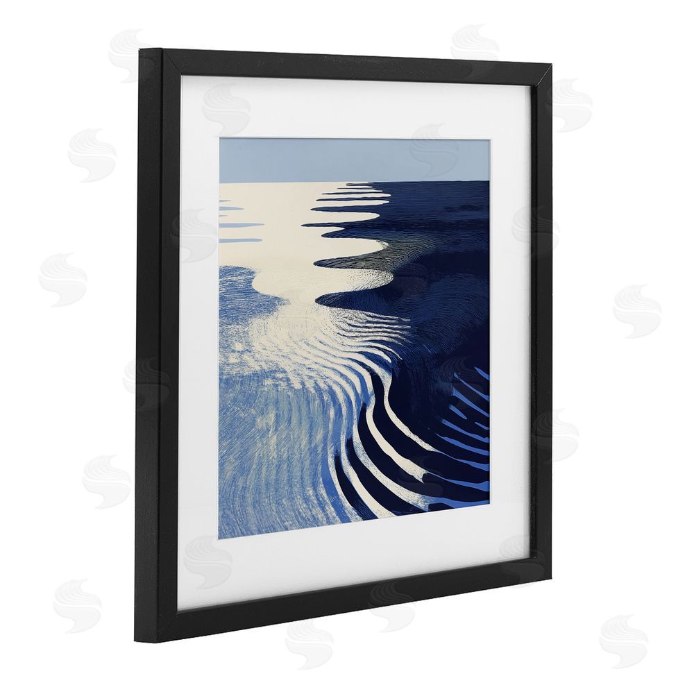 Walker Noble Abstract Cobalt Ripples Black Framed Print Under Glass Wall Art