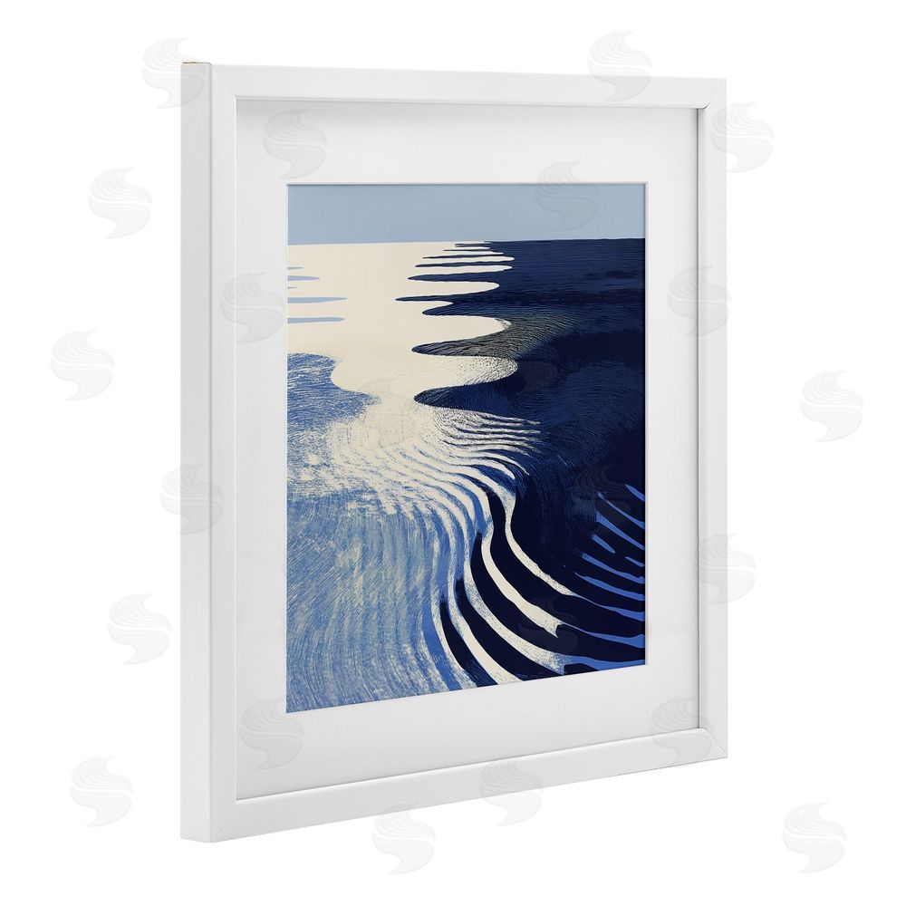 Walker Noble Abstract Cobalt Ripples White Framed Print Under Glass Wall Art