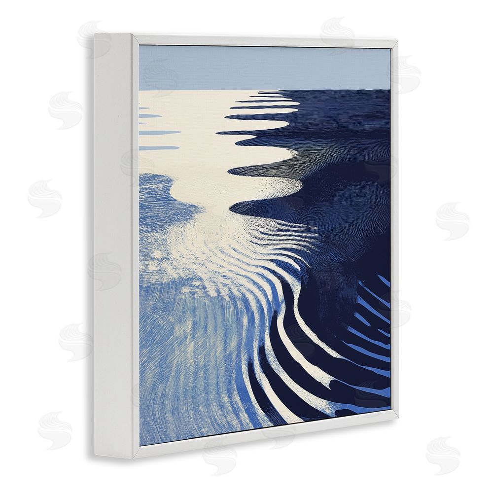Walker Noble Abstract Cobalt Ripples White Framed Giclee Wall Art Print