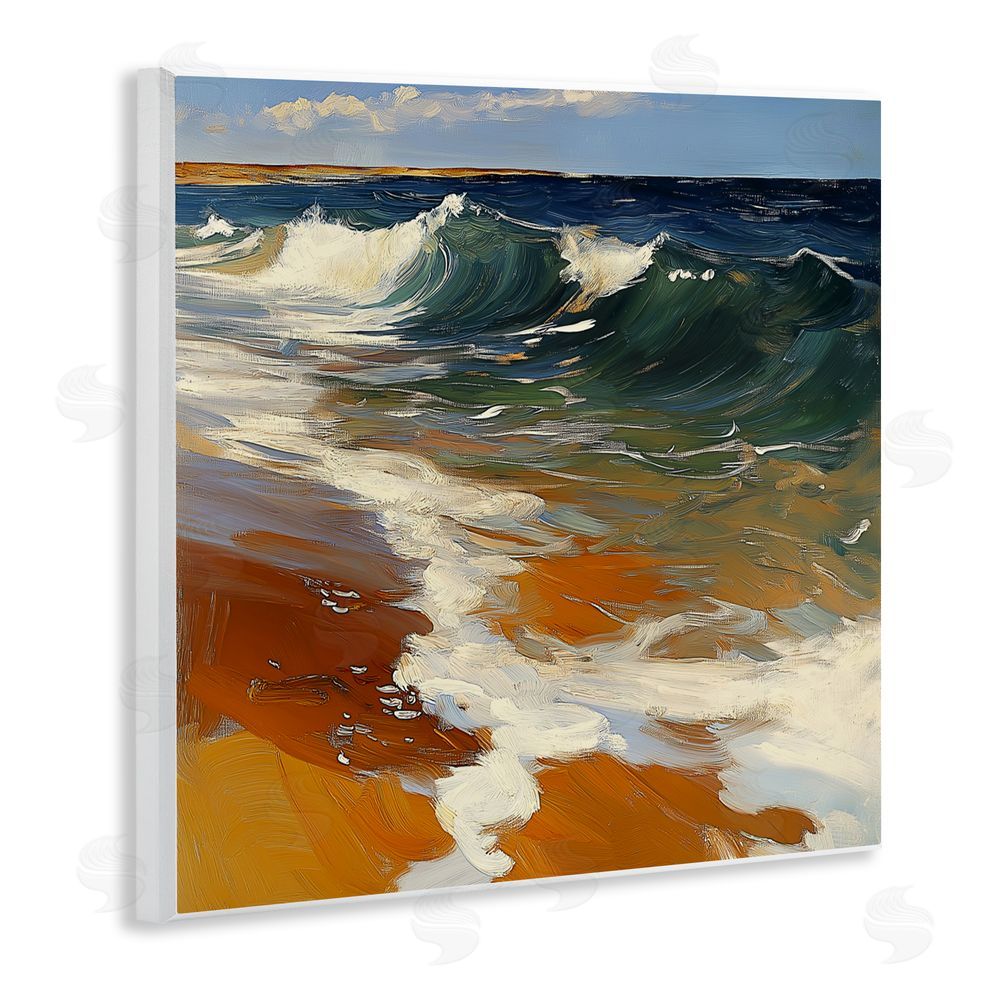 Walker Noble Glassy Ocean Waves Break Wooden Wall Plaque Art Print