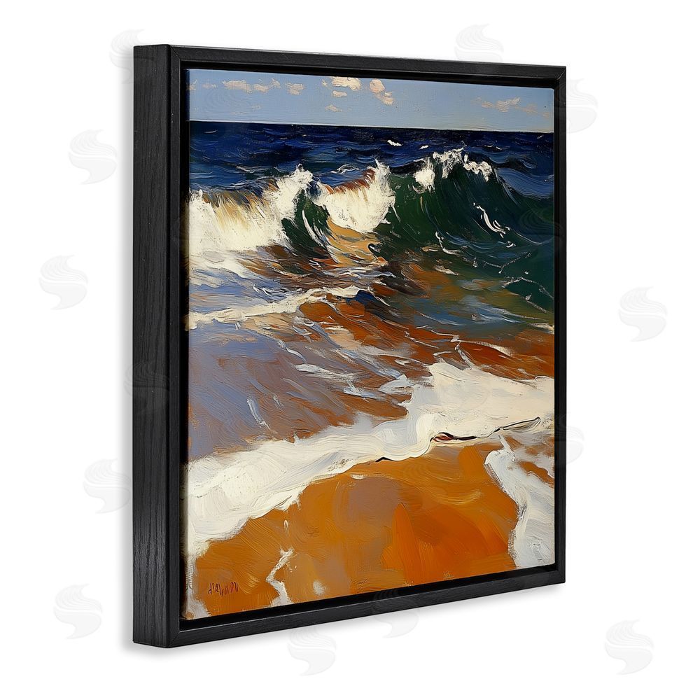 Walker Noble Glassy Wave Break Black Floating Frame Canvas Wall Art
