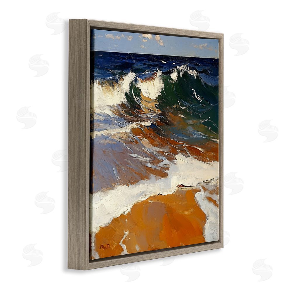 Walker Noble Glassy Wave Break Brown Floating Frame Canvas Wall Art