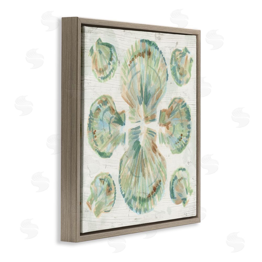 June Erica Vess Saltwashed Shells Symmetry Brown Floating Frame Canvas Wall Art Print
