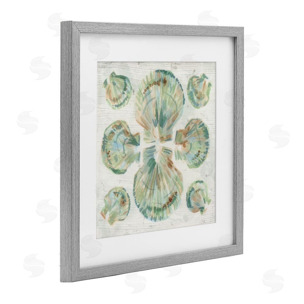 June Erica Vess Saltwashed Shells Symmetry Gray Framed Print Under Glass Wall Art