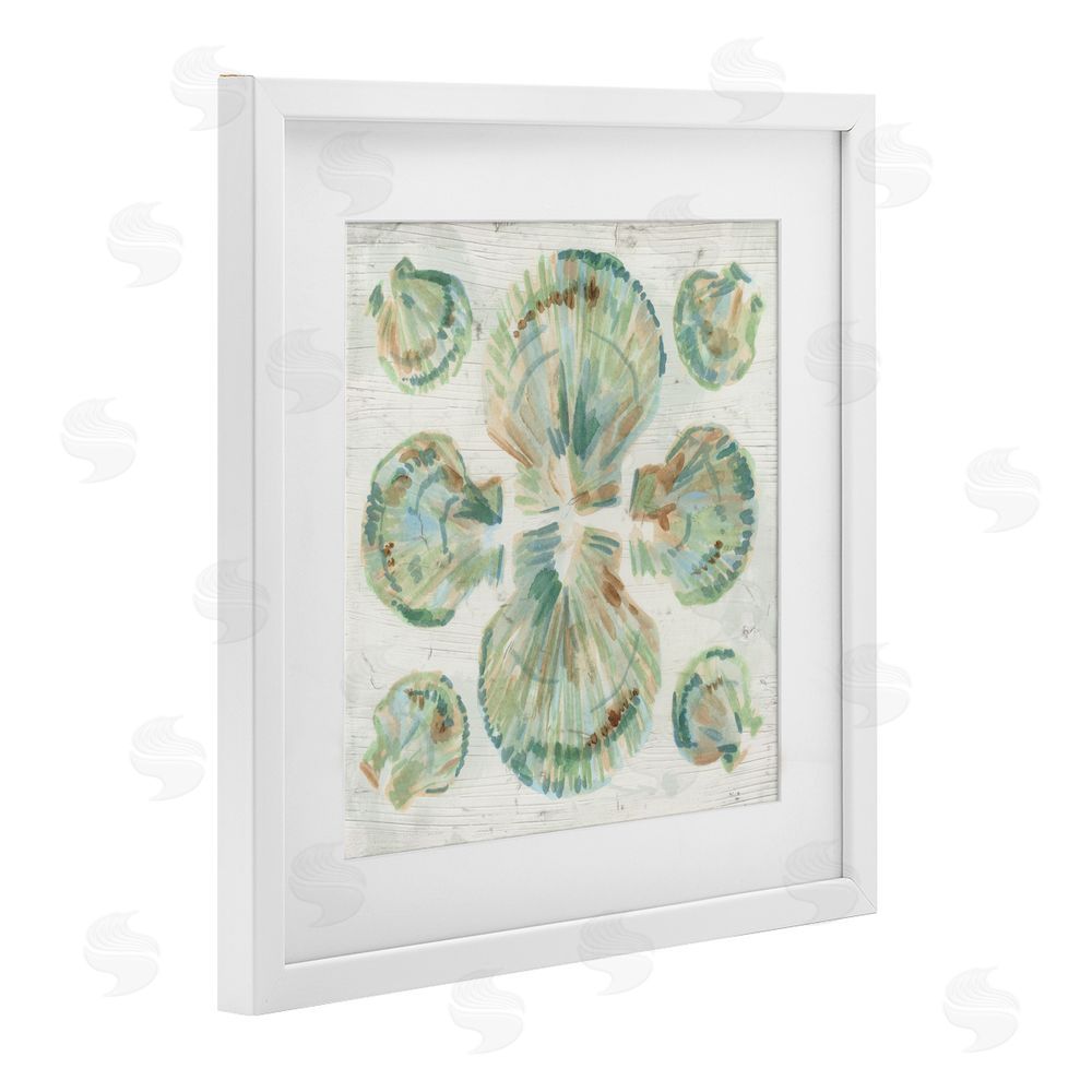June Erica Vess Saltwashed Shells Symmetry White Framed Print Under Glass Wall Art