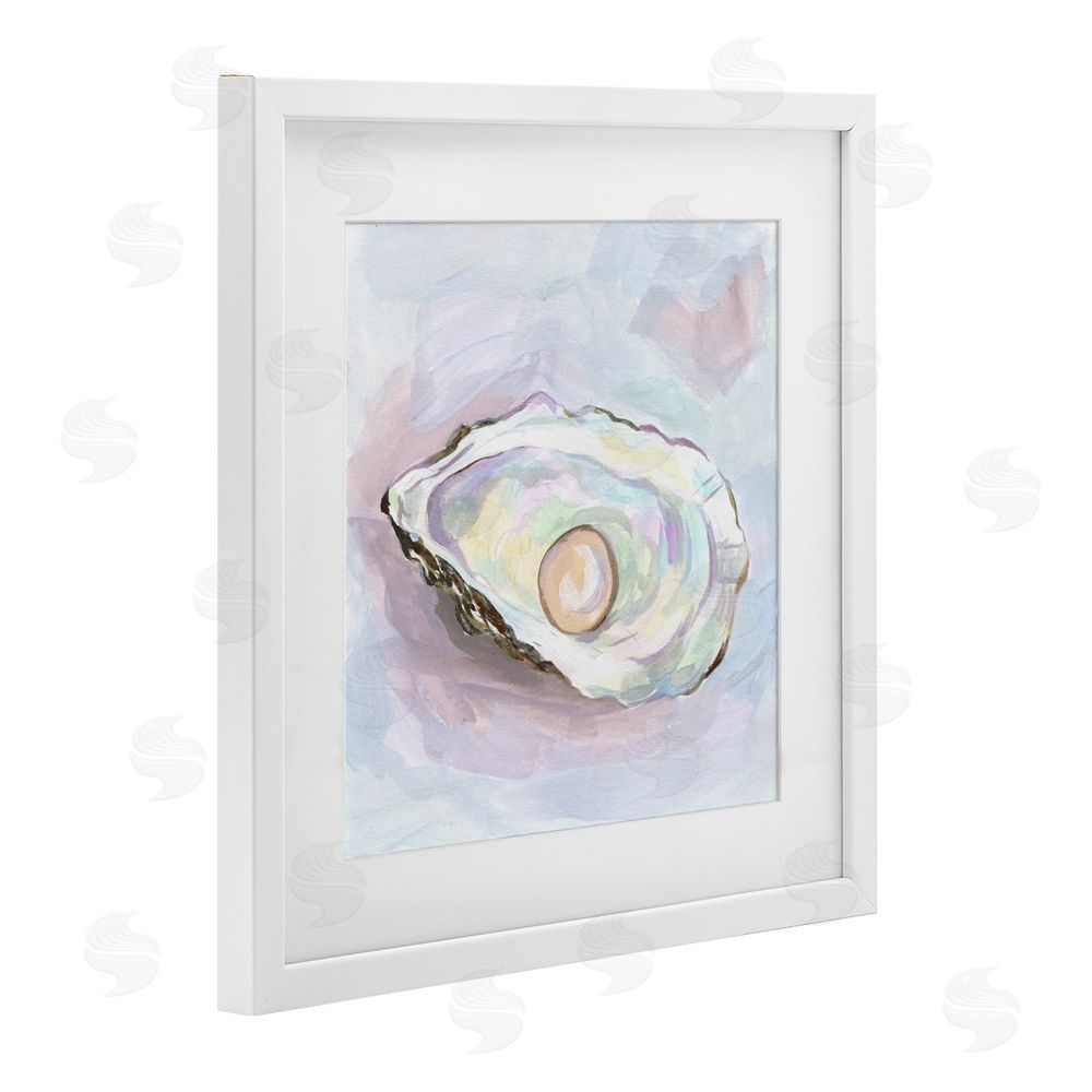 Melissa Wang Silent Opal Oyster White Framed Print Under Glass Wall Art