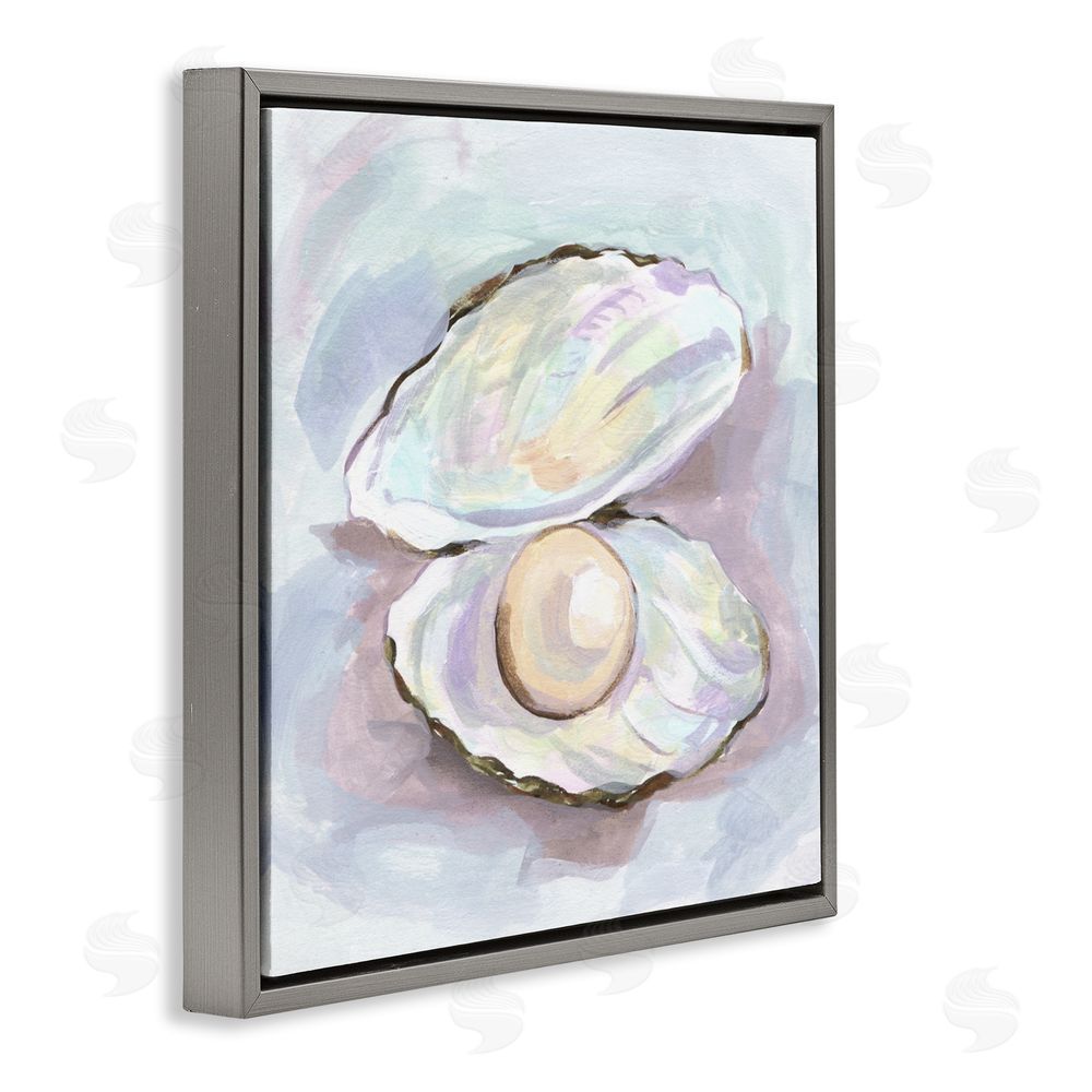 Melissa Wang Silent Opal Clam Pearl Gray Floating Frame Canvas Wall Art Print