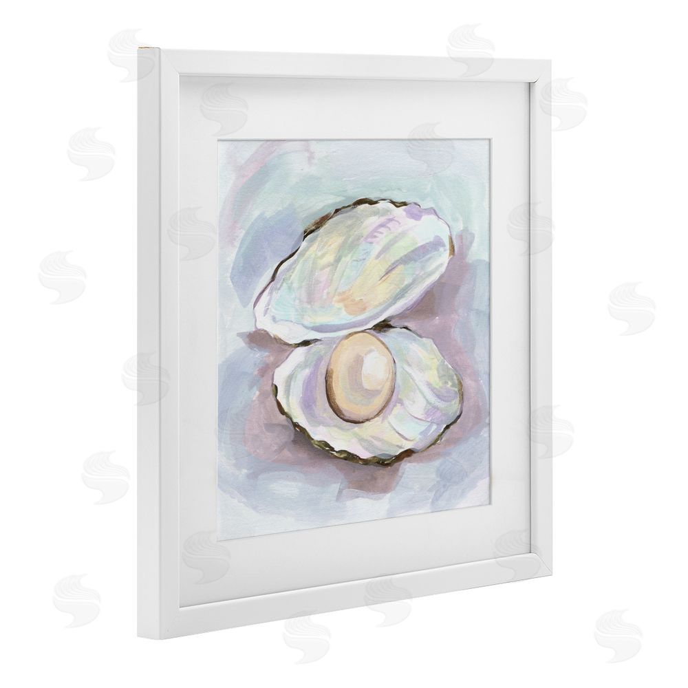 Melissa Wang Silent Opal Clam Pearl White Framed Print Under Glass Wall Art