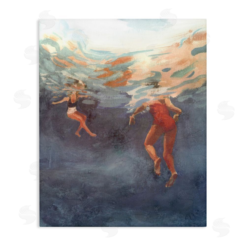 Victoria Barnes Summer's Dance Swimmers Stretched Canvas Wall Art Print