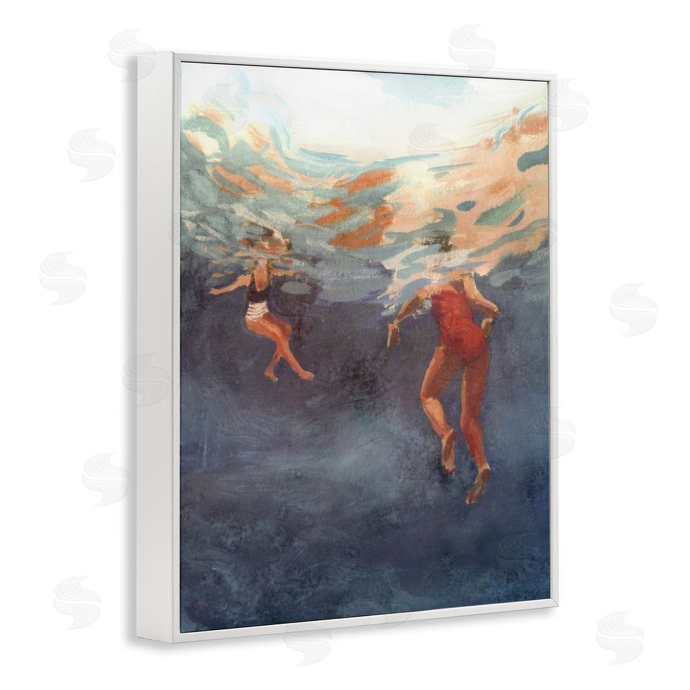 Victoria Barnes Summer's Dance Swimmers White Framed Giclee Wall Art Print