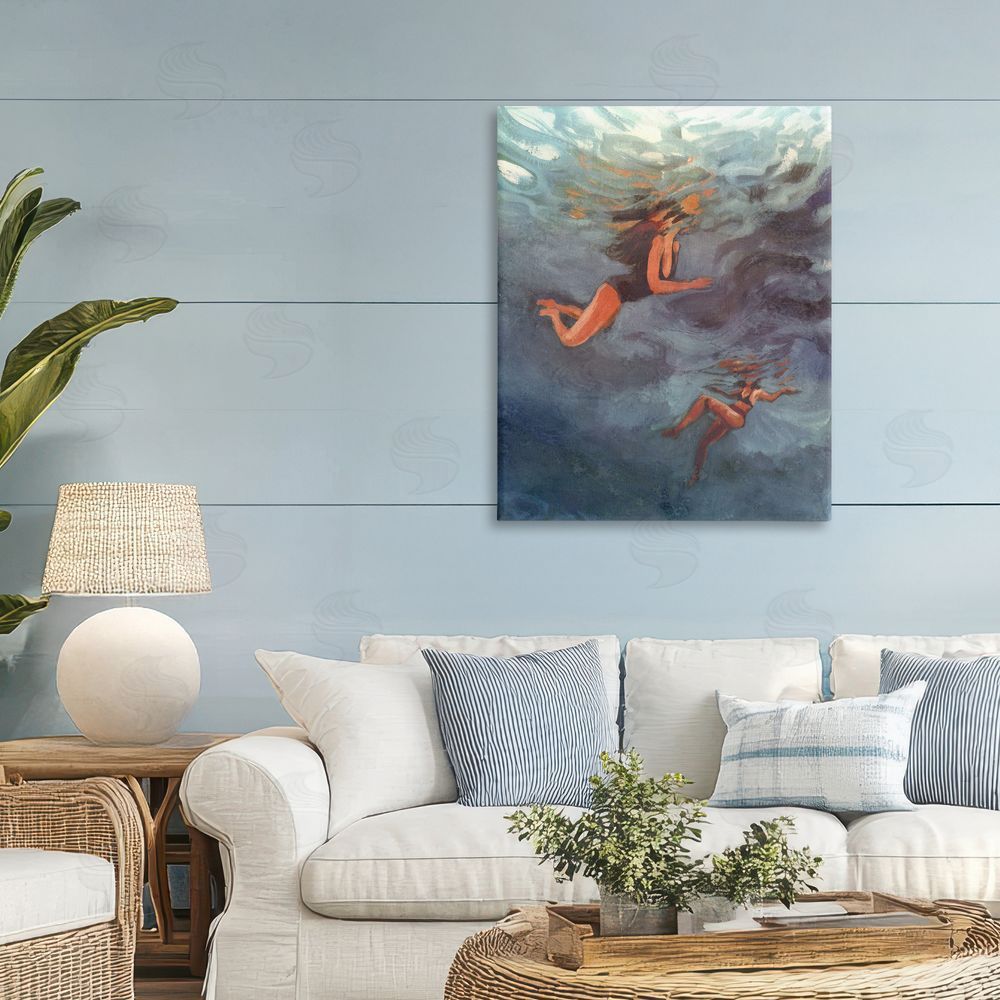 Victoria Barnes Underwater Summer's Dance Stretched Canvas Wall Art Print in Room