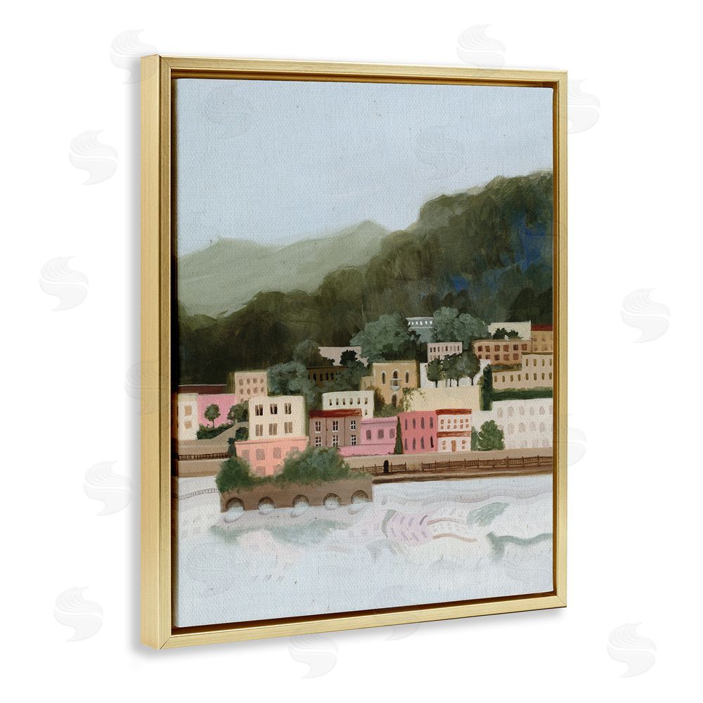 Grace Popp Mountains By The Sea Gold Floating Frame Canvas Wall Art Print