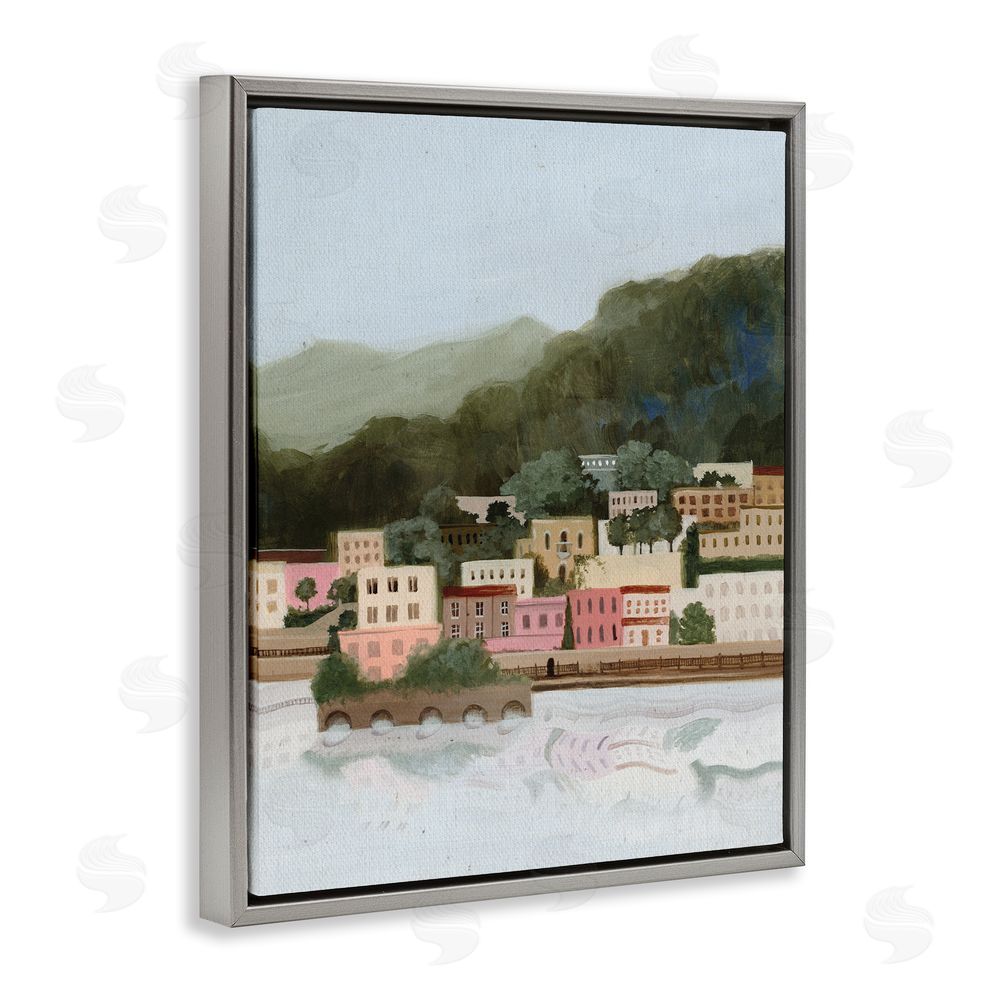 Grace Popp Mountains By The Sea Gray Floating Frame Canvas Wall Art Print