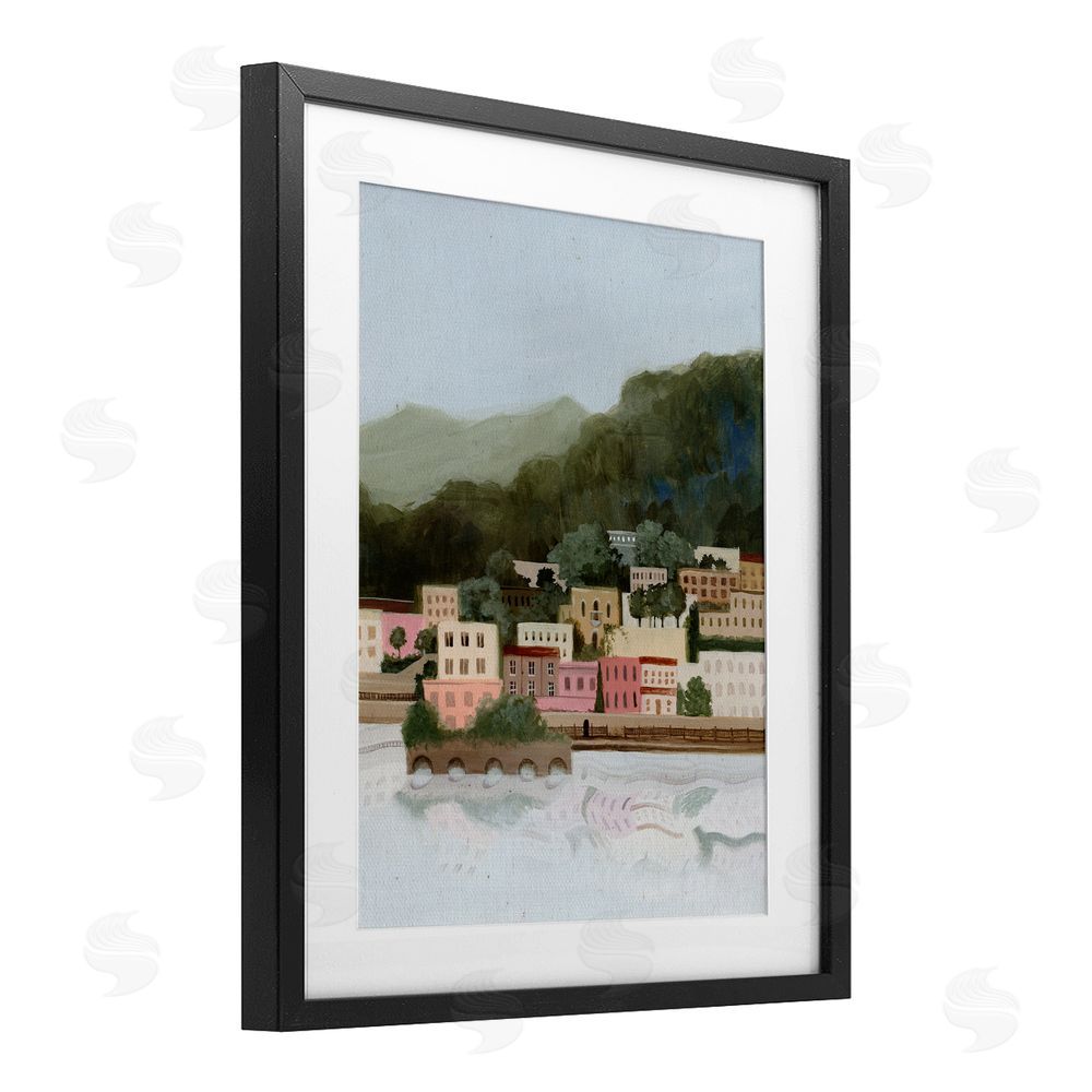 Grace Popp Mountains By The Sea Black Framed Print Under Glass Wall Art
