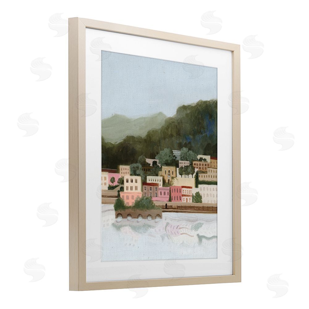 Grace Popp Mountains By The Sea Brown Framed Print Under Glass Wall Art