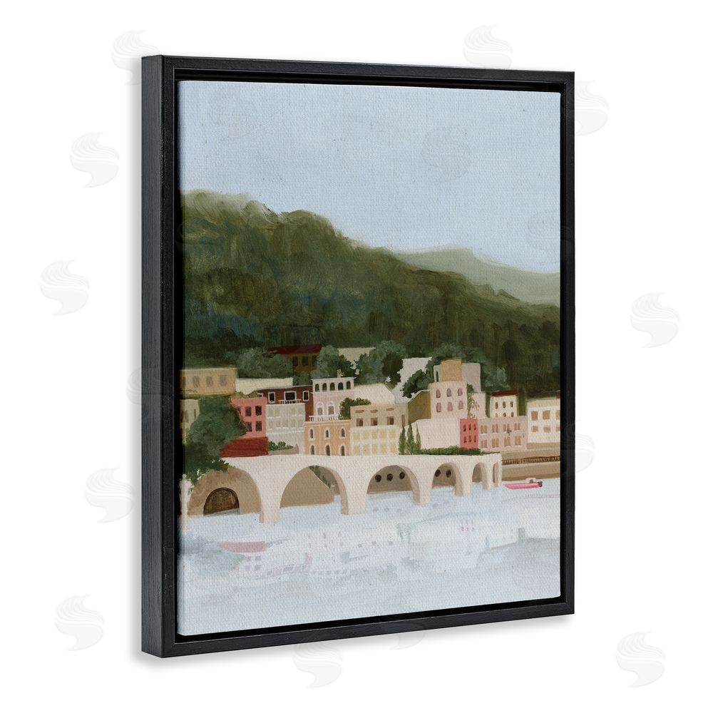 Grace Popp Coastal Mountains By Sea Black Floating Frame Canvas Wall Art Print