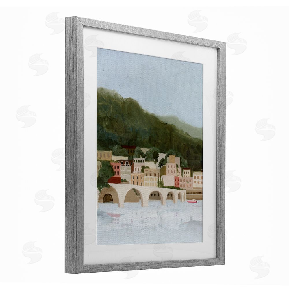 Grace Popp Coastal Mountains By Sea Gray Framed Print Under Glass Wall Art