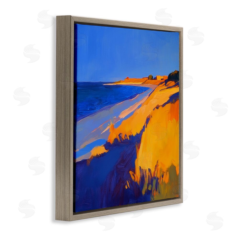 Walker Noble Complimentary Coast Seascape Brown Floating Frame Canvas Wall Art Print