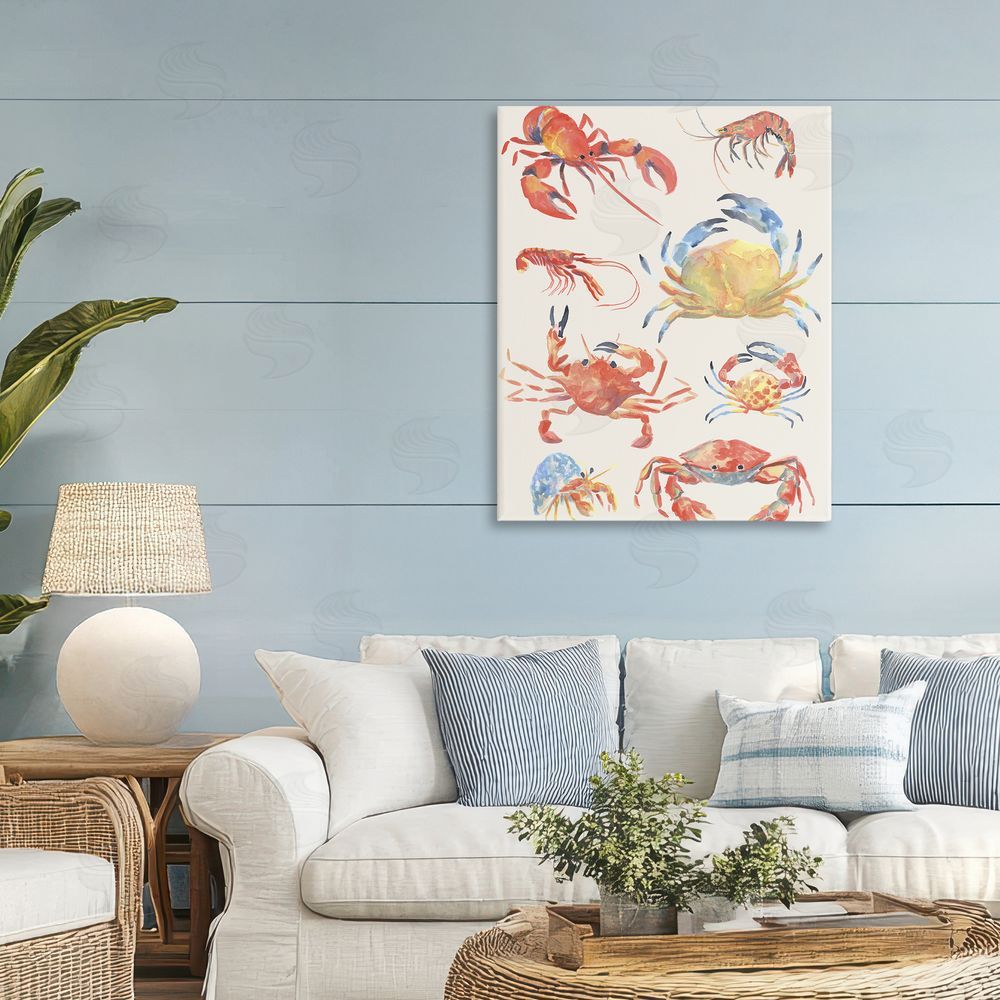 June Erica Vess Crab & Crustacean Collection Stretched Canvas Wall Art Print in Room
