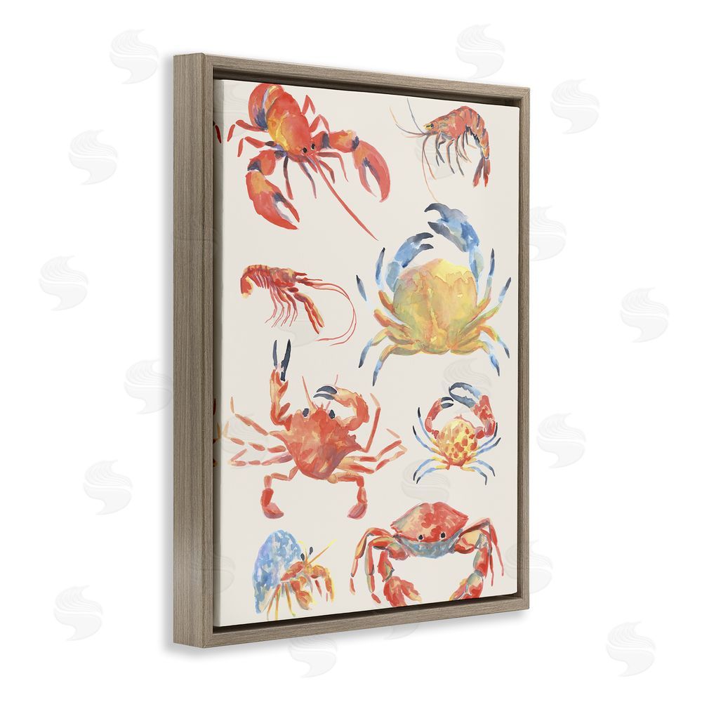 June Erica Vess Crab & Crustacean Collection Brown Floating Frame Wall Art Print