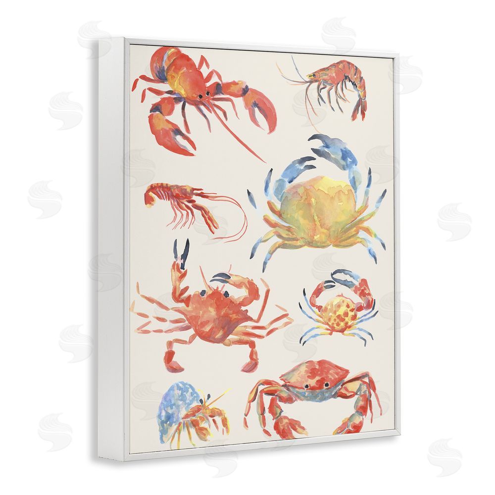 June Erica Vess Crab & Crustacean Collection White Framed Giclee Wall Art Print