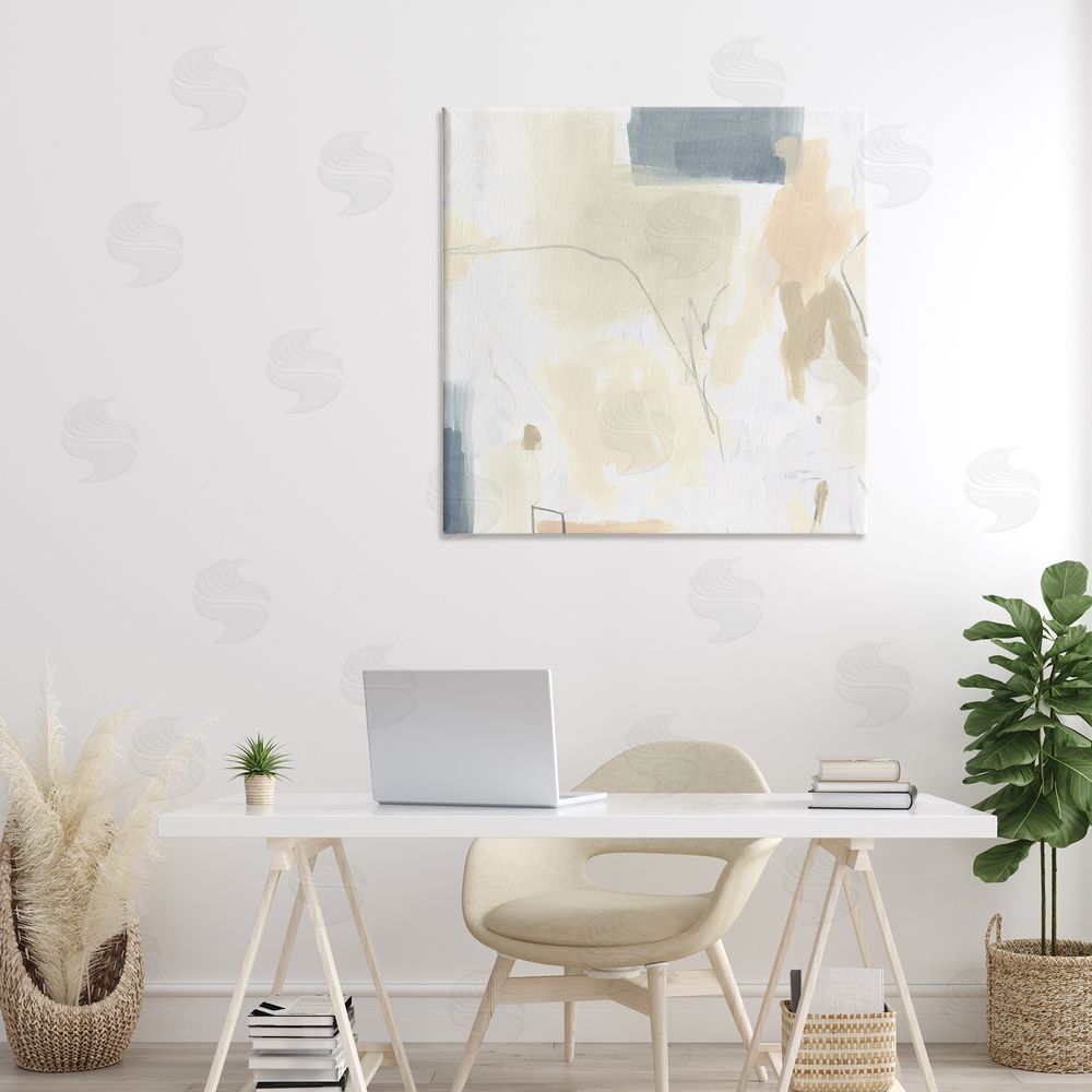 June Erica Vess Plaster Line Abstract Stretched Canvas Wall Art Print in Room