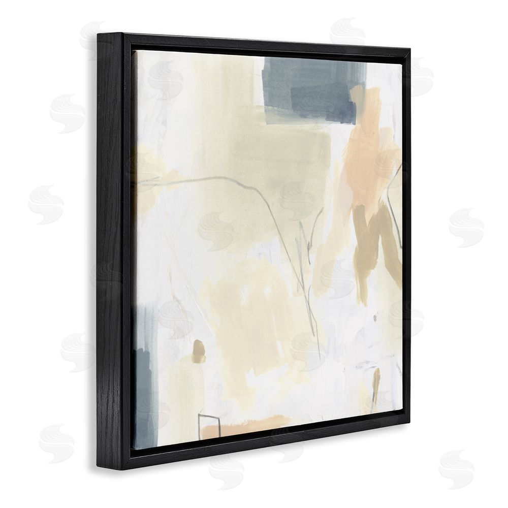 June Erica Vess Plaster Line Abstract Black Floating Frame Canvas Wall Art Print