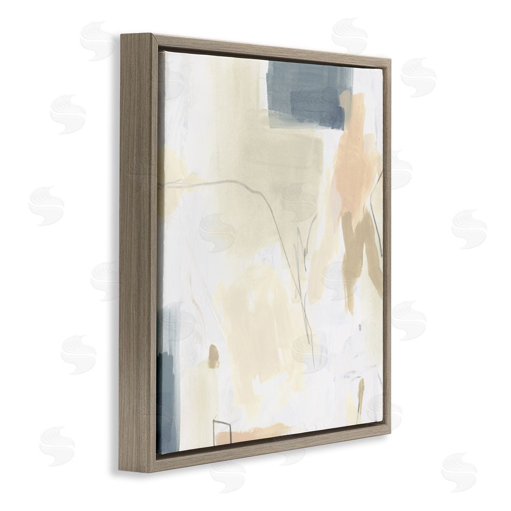 June Erica Vess Plaster Line Abstract Brown Floating Frame Canvas Wall Art Print