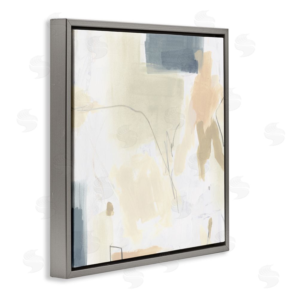June Erica Vess Plaster Line Abstract Gray Floating Frame Canvas Wall Art Print