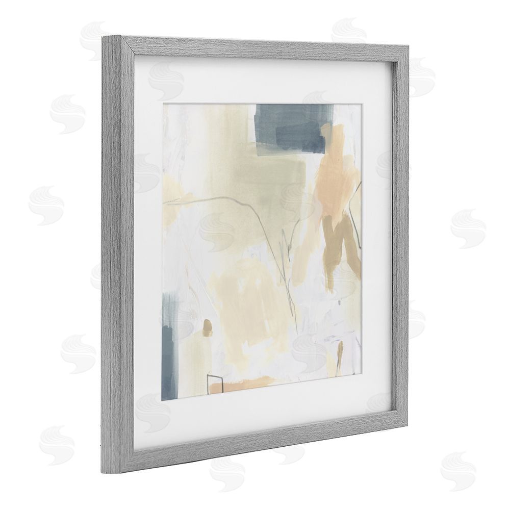 June Erica Vess Plaster Line Abstract Gray Framed Print Under Glass Wall Art