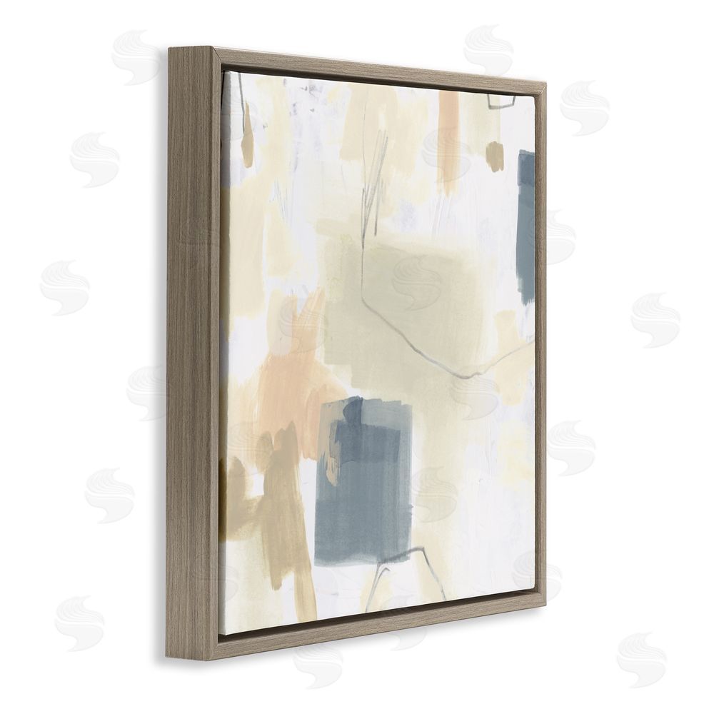 June Erica Vess Minimal Plaster Line Brown Floating Frame Canvas Wall Art