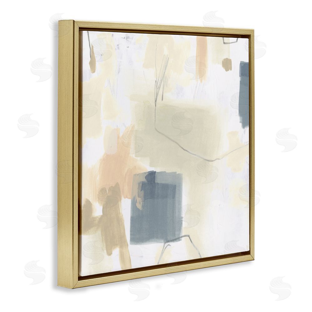 June Erica Vess Minimal Plaster Line Gold Floating Frame Canvas Wall Art