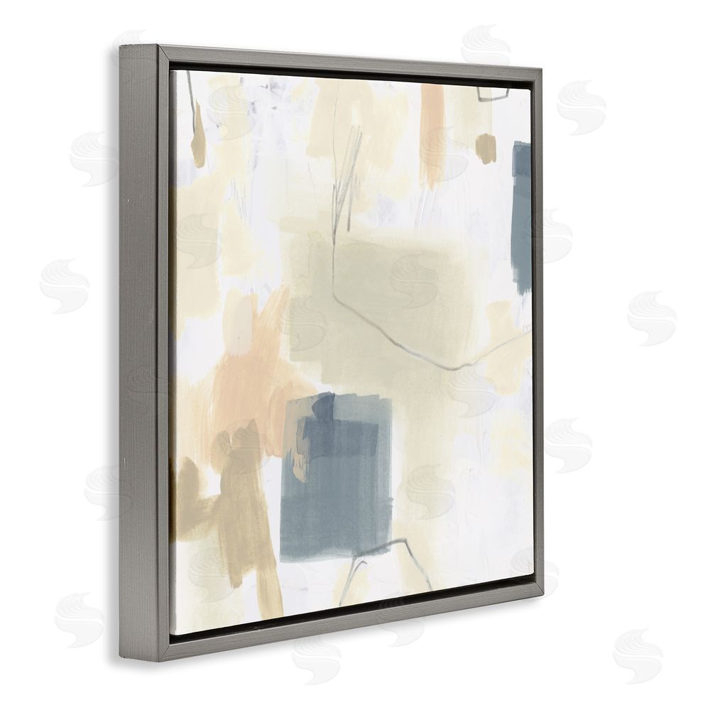 June Erica Vess Minimal Plaster Line Gray Floating Frame Canvas Wall Art